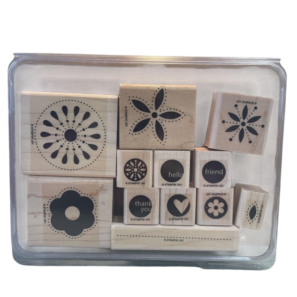 Stampin' Up! In the Spotlight Wood Mounted Rubber Stamp Set 12-Piece Floral